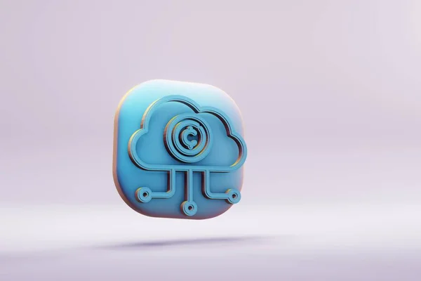 Beautiful Abstract Illustrations Blue Blockchain Coin Cloud Symbol Icons Wonderful — 图库照片