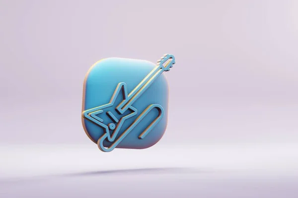Beautiful Illustration Musical Instrument Blue Electric Guitar Cable Symbol Icons — стокове фото