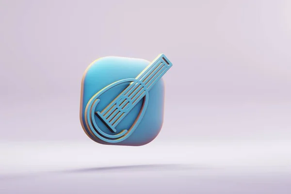Beautiful Illustration Musical Instrument Blue Lined Mandolin Symbol Icons Bright — Φωτογραφία Αρχείου