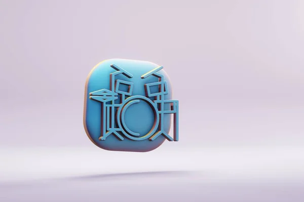 Beautiful Illustration Musical Instrument Blue Drum Kit Symbol Icons Bright — Stock Fotó