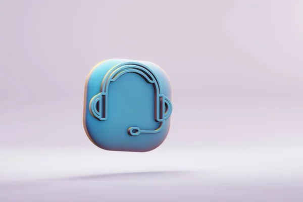 Beautiful Illustration Musical Instrument Blue Big Headphones Microphone Symbol Icons — 스톡 사진