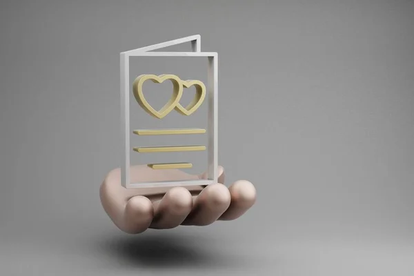 Belles Illustrations Abstraites Golden Hand Holding Invitation Avec Icône Symbole — Photo