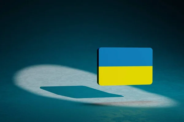 Belles Illustrations Abstraites Icône Symbole Drapeau Ukrainien Sur Fond Bleu — Photo