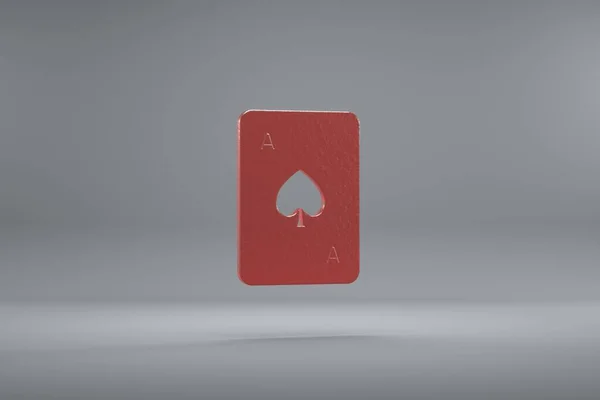 Beautiful illustration Ace of Spades red symbol icons on a grey background. 3d rendering illustration. Background pattern for design.