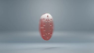 Gri arkaplandaki güzel poker simgesi kırmızı simgeler. 3D tasvir. Tasarım için arkaplan modeli. Döngü videosu.