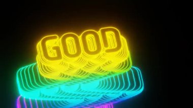 Güzel soyut neon arka plan kelimeleri. Siyah arkaplanda iyi durur. Tasarım için 3d resimleme arkaplan şablonu.
