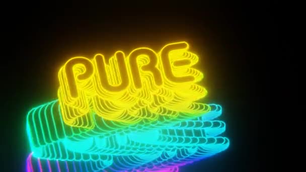 Mooie Abstracte Neon Achtergrond Woorden Pure Een Zwarte Achtergrond Weergave — Stockvideo