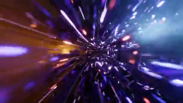 Tunel Sci Światłami Neonowymi Abstrakcyjne High Tech Tunelu Jako Tło — Wideo stockowe