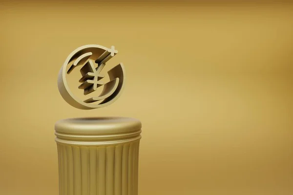 Красивые Абстрактные Иллюстрации Символ Золотой Монеты Юань Иконы Золотом Столбце — стоковое фото