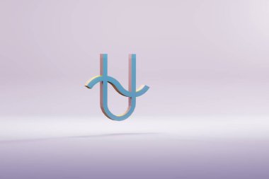 Beautiful illustration blue zodiac Ophiuchus symbol icons on a bright pink  background. 3d rendering illustration. Background pattern for design.	