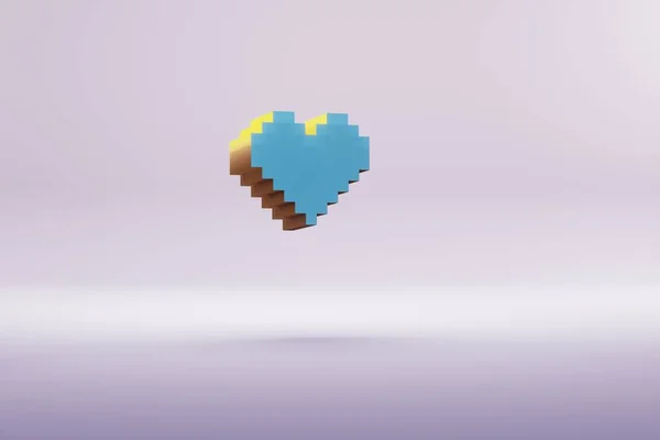 Beautiful Illustration Blue Pixel Heart Symbol Icons Bright Pink Background — Stockfoto