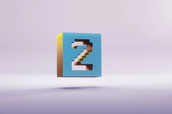 Beautiful Illustration Blue Pixel Number Symbol Icons Bright Pink Background — Fotografia de Stock