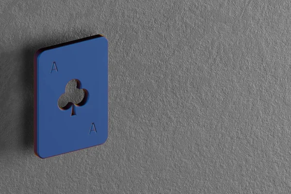 美丽的抽象插图 俱乐部芯片的蓝色Ace符号图标墙上的背景 3D渲染说明 设计的背景模式 — 图库照片