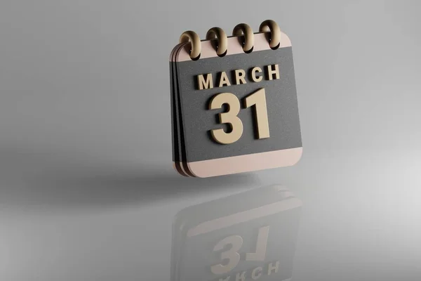 Standing Black Golden Month Lined Desk Calendar Date March Modern — ストック写真