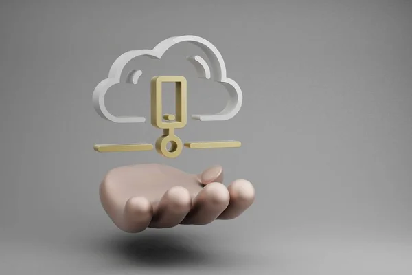 Belles Illustrations Abstraites Golden Hand Holding Cloud Data Storage Icône — Photo