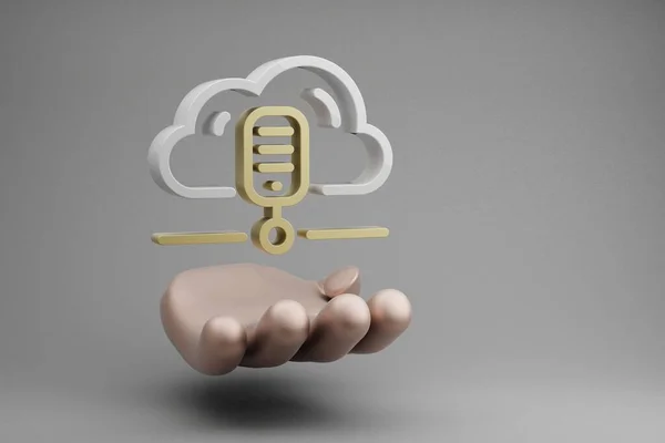 Piękne Abstrakcyjne Ilustracje Golden Hand Holding Cloud Database Server Symbol — Zdjęcie stockowe