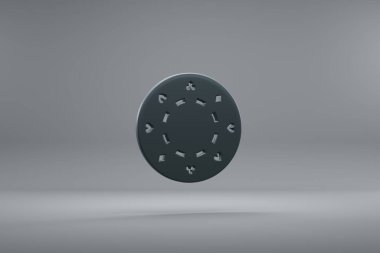 Gri arkaplanda Poker Simgesi simgeleri. 3D tasvir. Tasarım için arkaplan deseni