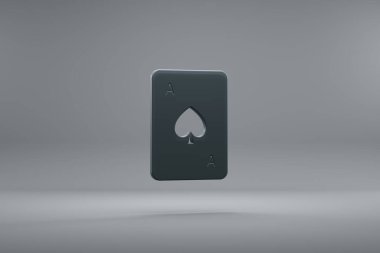 Beautiful illustration Ace of Spades Dark symbol icons on a grey background. 3d rendering illustration. Background pattern for design.	
