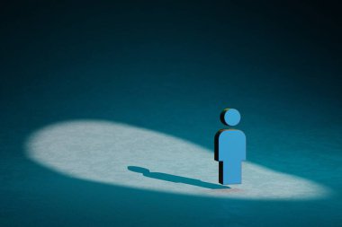 Koyu mavi arkaplandaki güzel soyut çizimler oğlan sembolü. 3D tasvir. Tasarım için arkaplan deseni.