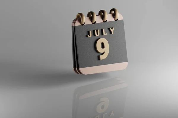 Standing Black Golden Month Lined Desk Calendar Date July Modern 免版税图库图片