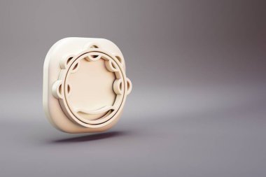 Beautiful illustration musical instrument  Big Tambourine symbol icons on a bright pink  background. 3d rendering illustration. Background pattern for design.	