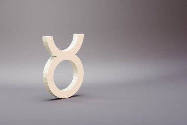 Beautiful illustration zodiac Taurus symbol icons on a bright pink  background. 3d rendering illustration. Background pattern for design.	