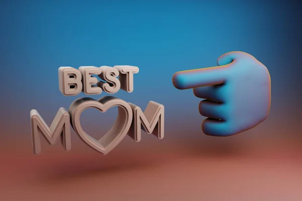 Vackra Illustrationer Abstrakt Hand Pekfinger Pekar Ordet Bästa Mom Med — Stockfoto