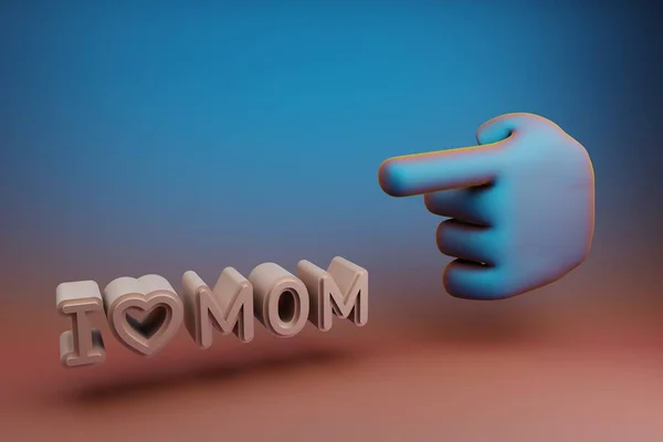 Beautiful Illustrations Abstract Hand Index Finger Points Words Love Mom — Stock Photo, Image