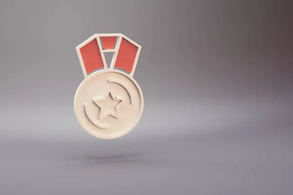 Символ Медали Золотая Звезда Ярко Розовом Фоне Визуализация Иллюстрации Фоновый — стоковое фото