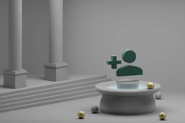 Schöne Abstrakte Illustrationen Grüne Person Symbolsymbol Auf Einem Brunnen Und — Stockfoto