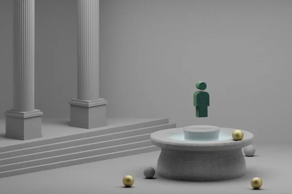 Schöne Abstrakte Illustrationen Green Boy Symbol Symbol Auf Einem Brunnen — Stockfoto