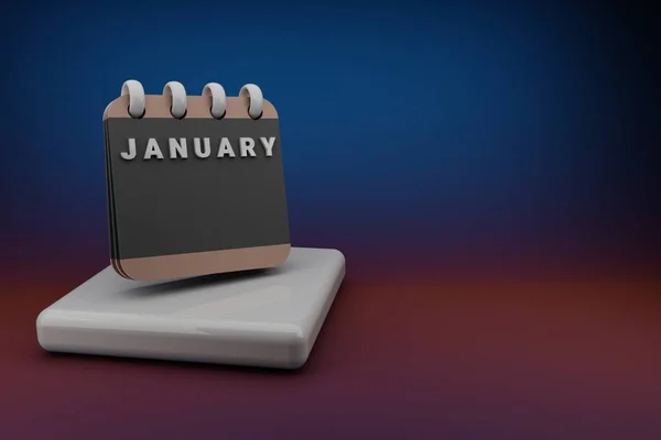Standing Black Red Month Lined Desk Calendar Date January Modern — Stock fotografie