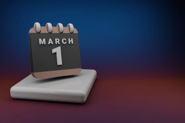Standing Black Red Month Lined Desk Calendar Date March Modern — Stock Photo, Image
