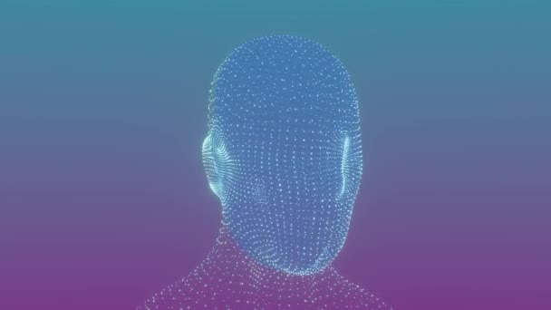 Denna Video Har Modell Abstrakt Färgstark Intelligens Ansikte Scanner Med — Stockvideo