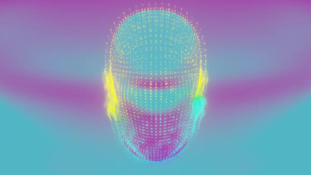 Este Video Presenta Modelo Escáner Facial Abstracto Colorido Inteligencia Con — Vídeo de stock