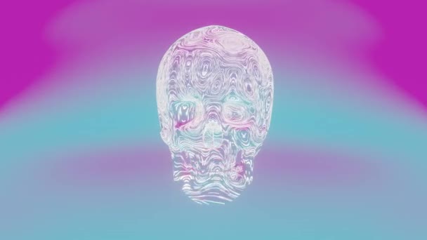 エレガントな美しさとテクノアーティストのブレンドで未来的で倫理的なビジュアルを表示するホログラフィックの頭蓋骨 — ストック動画