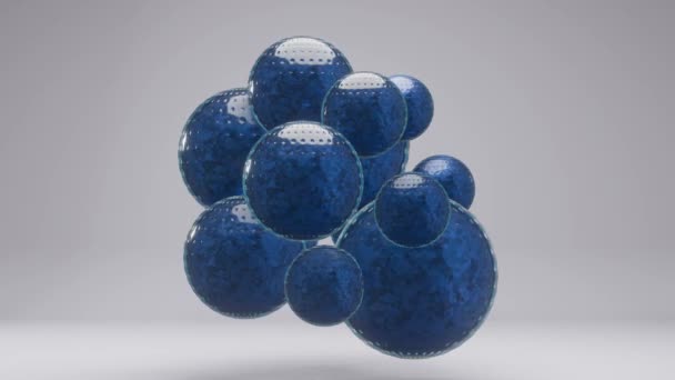 Abstract Composition Blue Glass Balls White Background Creating Clean Visually — Stock Video