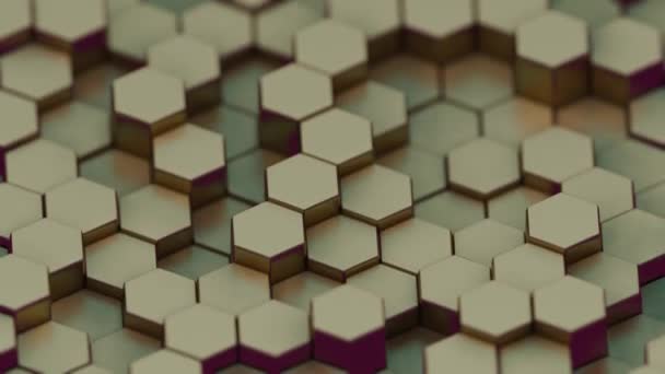 Шестиугольный Абстрактный Фон Градиентом Золота Создающий Современный Визуально Поразительный Эффект — стоковое видео