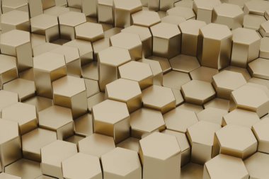 Altıgen soyut arkaplan, Gold 'dan bir gradyan, modern, görsel olarak çarpıcı bir etki yaratıyor.