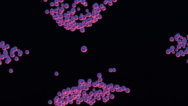 Holographic Balls Black Background Stretching Central Point Creating Mesmerizing Effect — Stock Video