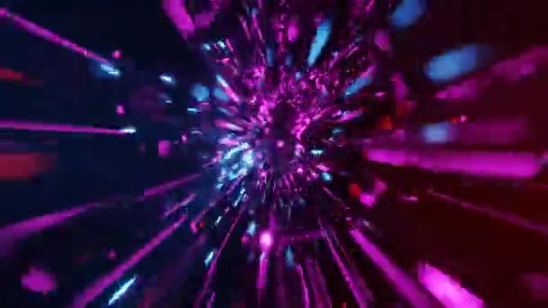 Een Sci Tunnel Verlicht Met Blauwe Violette Neon Lichten Waardoor — Stockvideo