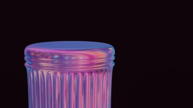 Yunan sütununun üst kısmının holografik renklerle üç boyutlu döngü animasyonu siyah bir arka plan 33d üzerinde dönerek tasarım için resimleme arkaplanı deseni oluşturur. Döngü videosu