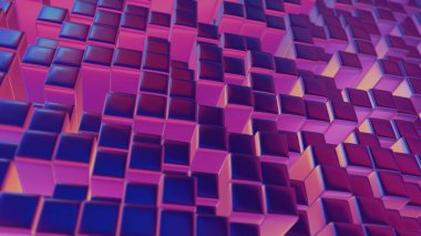 Dijital bloklar temiz, minimalist bir sıra halinde, somutlaştırıcı sadelik ve modern tasarım