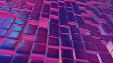 Dijital bloklar temiz, minimalist bir sıra halinde, somutlaştırıcı sadelik ve modern tasarım