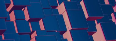 Dijital bloklar temiz, minimalist bir sıra halinde, somutlaştırıcı sadelik ve modern tasarım