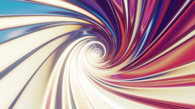 Yıldızlarla dolu çok renkli bir tünelin 3 boyutlu görüntüsü canlı ve büyüleyici bir kozmik yolculuk yaratıyor..