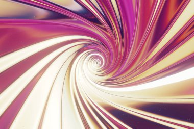 Yıldızlarla dolu çok renkli bir tünelin 3 boyutlu görüntüsü canlı ve büyüleyici bir kozmik yolculuk yaratıyor..