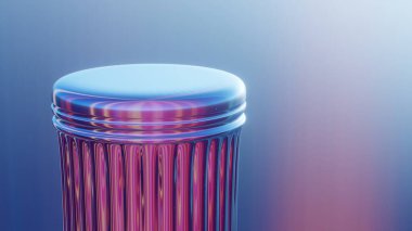 Yunan sütununun üst kısmının holografik renklerde, siyah bir arkaplan üzerinde dönen 3 boyutlu canlandırması. Tasarım için 3B resimleme.