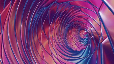 Şaşırtıcı renklere sahip üç boyutlu bir dönüş arka planı büyüleyici ve dinamik bir görsel deneyim yaratıyor.