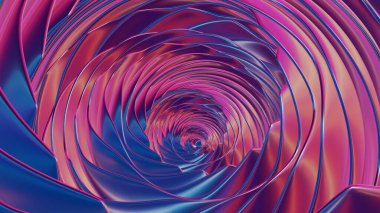 Şaşırtıcı renklere sahip üç boyutlu bir dönüş arka planı büyüleyici ve dinamik bir görsel deneyim yaratıyor.